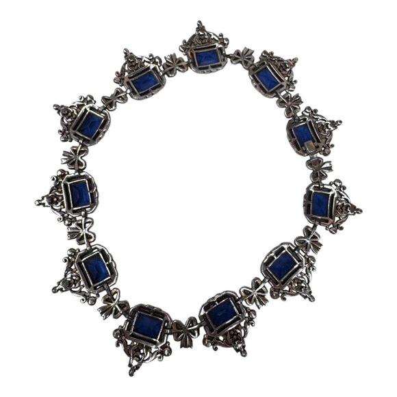 VTG Signed Crown Trifari Alfred Philippe Sapphire Glass Rhinestone Necklace READ - Picture 8 of 16